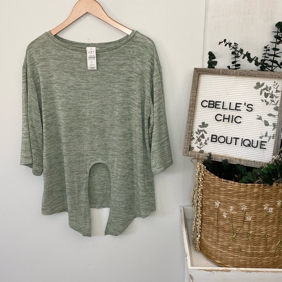 NWT LOFT Outlet Lounge Pale Green Space Dye Top - Picture 2 of 11
